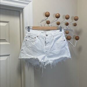 Aritzia - Denim Forum - Ex Boyfriend Shorts Cut Off - White - 24